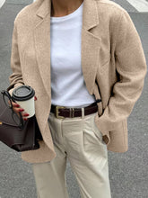 Aurohaya Women's Oversized Wool-Look Blazer Buttoned Long Sleeve Casual Autumn Coat Jacket